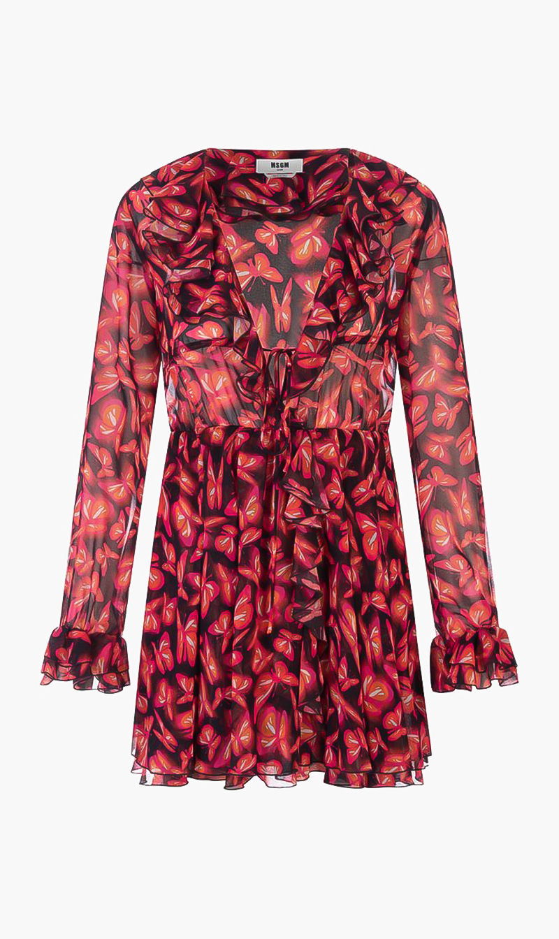 

Msgm Pink All Over Printed Motif Mini Dress for Women | The Deal Outlet