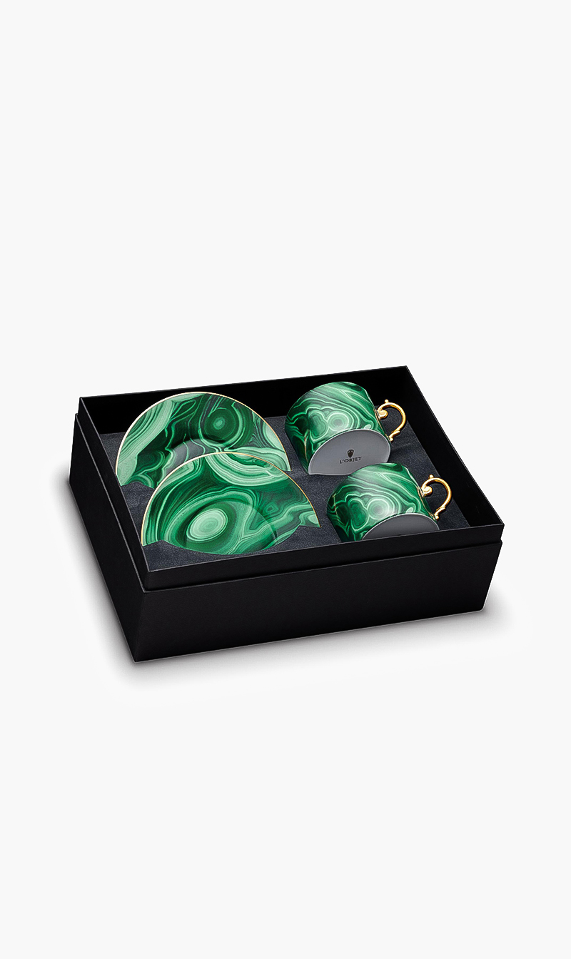 

L'objet Malachite Tea Cup And Saucer Gift Box Of 2