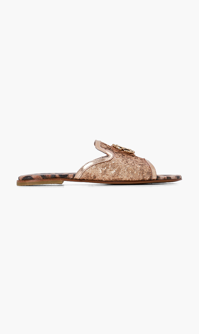 

Roberto Cavalli Glitter Leather Mules