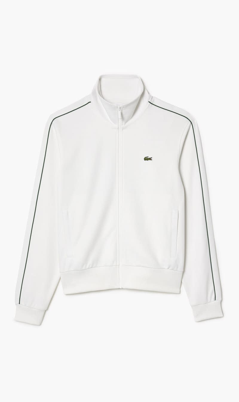 

Lacoste White Paris Pique Zip Front Track Jacket for Men | The Deal Outlet
