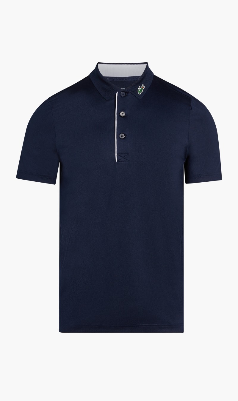 

Lacoste Blue Short Sleeved Ribbed Collar Shirt for Men | The Deal Outlet