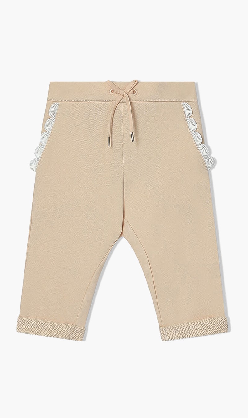 

Scalloped Guipure Joggers, Pink