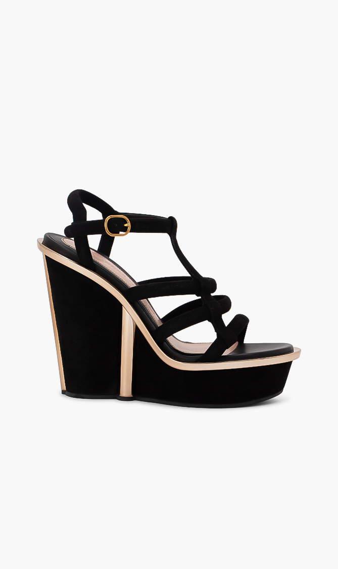 

ALEXANDER MCQUEEN Suede Strappy Wedge Sandals