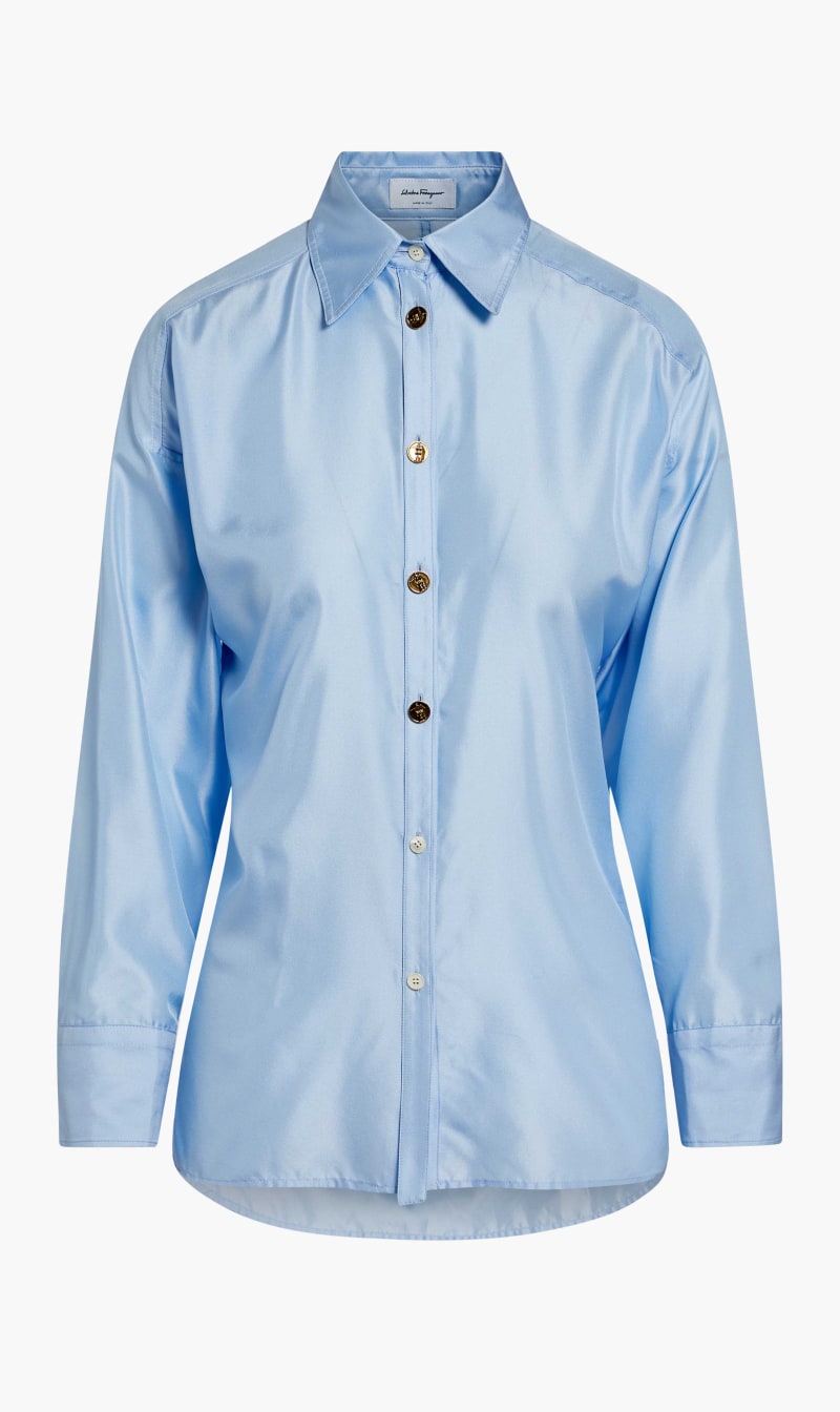 

Salvatore Ferragamo Blue Silkpolyester Long Sleeves Shirt for Women | The Deal Outlet