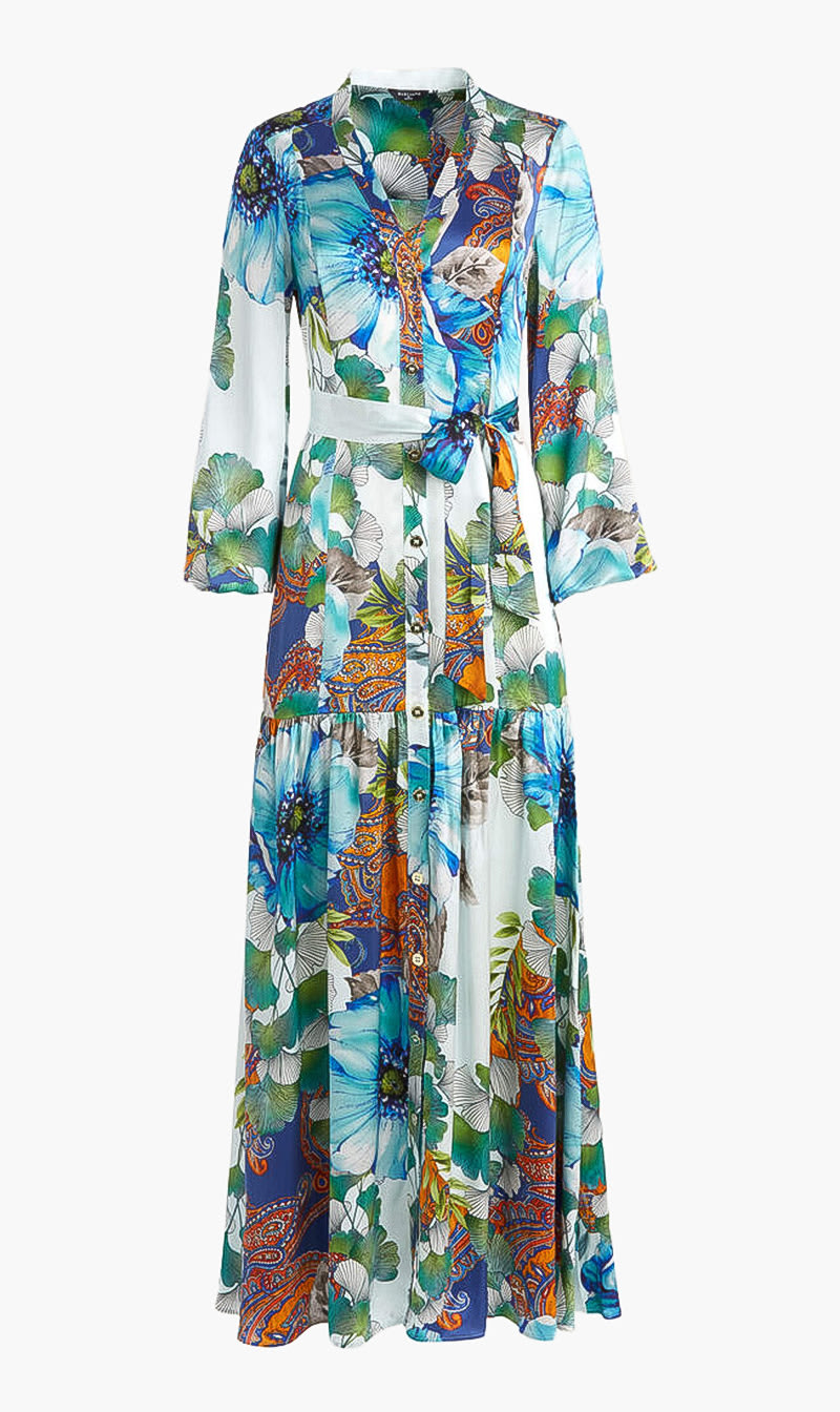 

Guess Multi-color Marciano Silk Long Dress for Women | The Deal Outlet