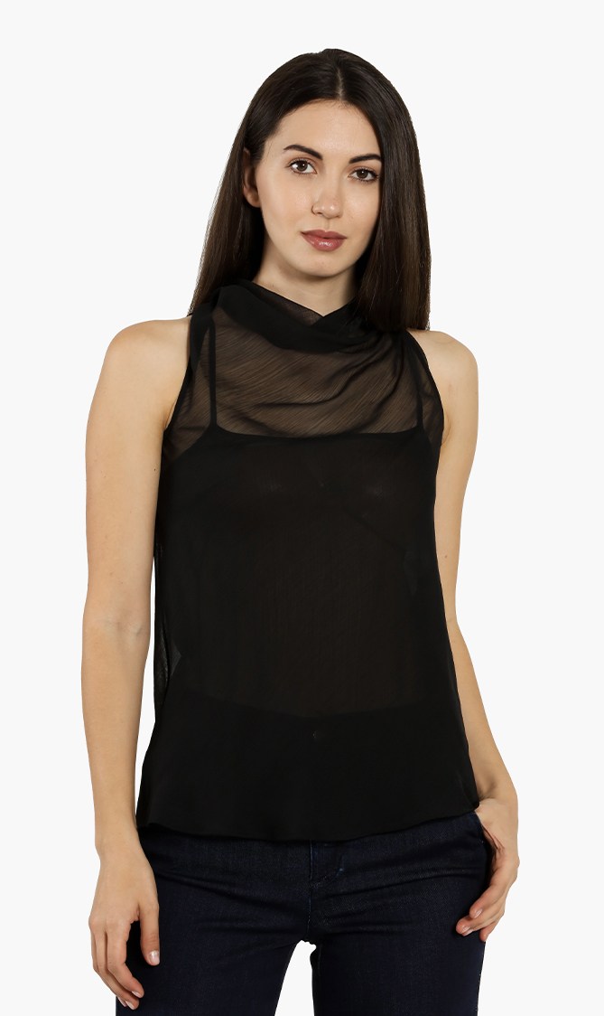 

Emporio Armani Draped-neck Sleeveless Blouse