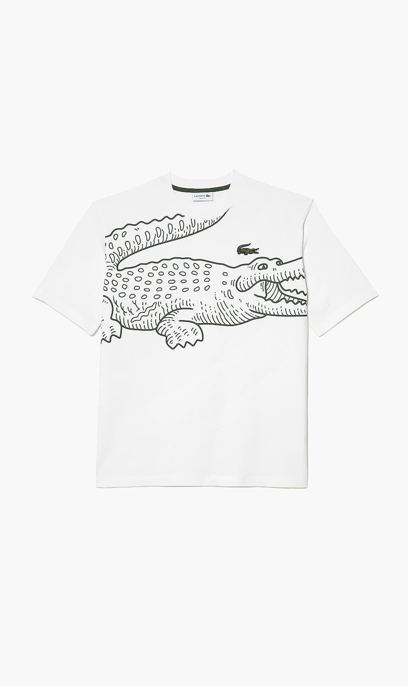 

Lacoste White Loose Fit Logo Tshirt for Men | The Deal Outlet