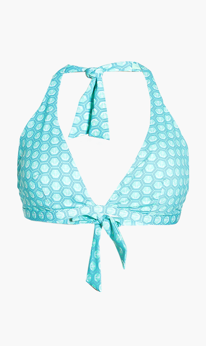 

Fleche Anchor Print Halter Bikini Top, Green