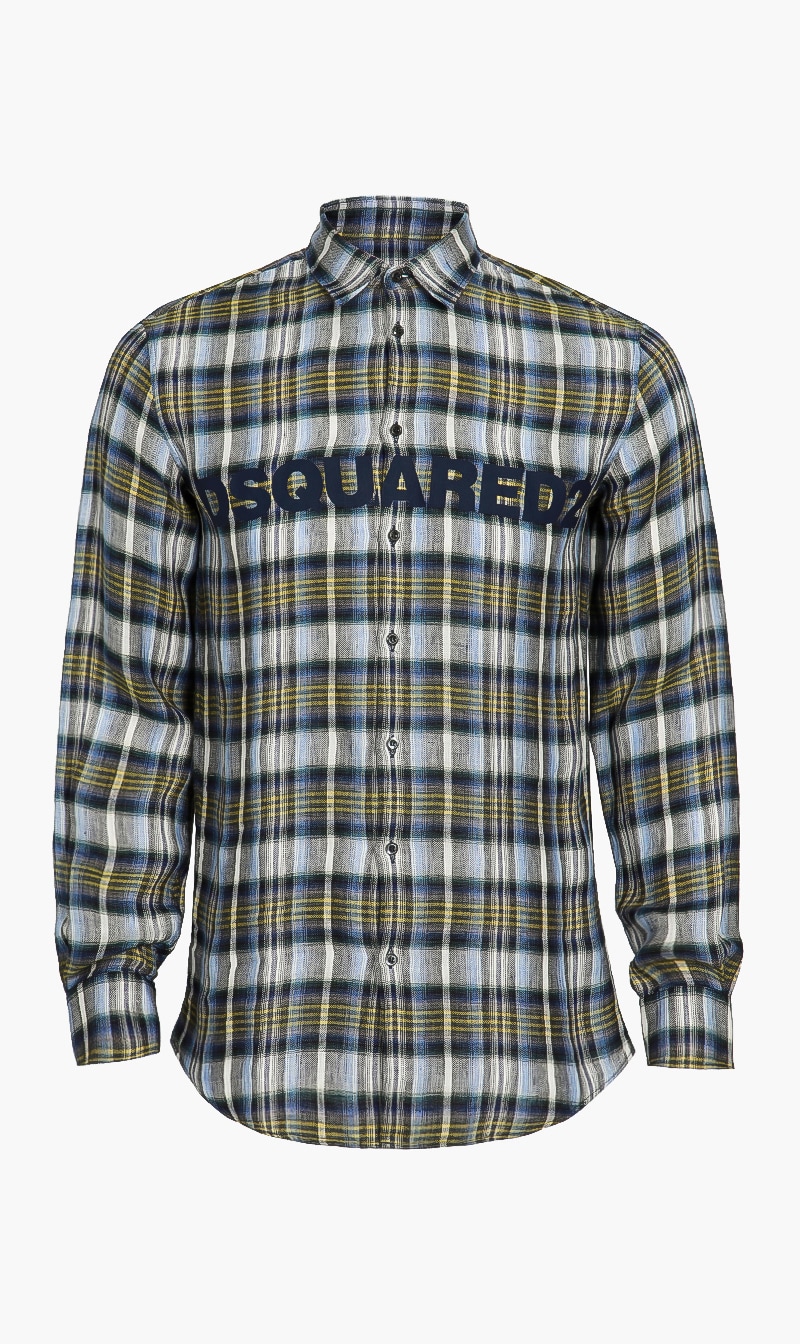 

Dsquared2 Grey Check Pattern Linen Shirt for Men | The Deal Outlet