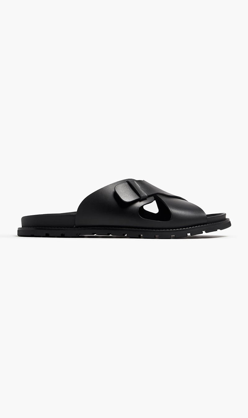 

2689 Black Leather Sandals for Men | The Deal Outlet