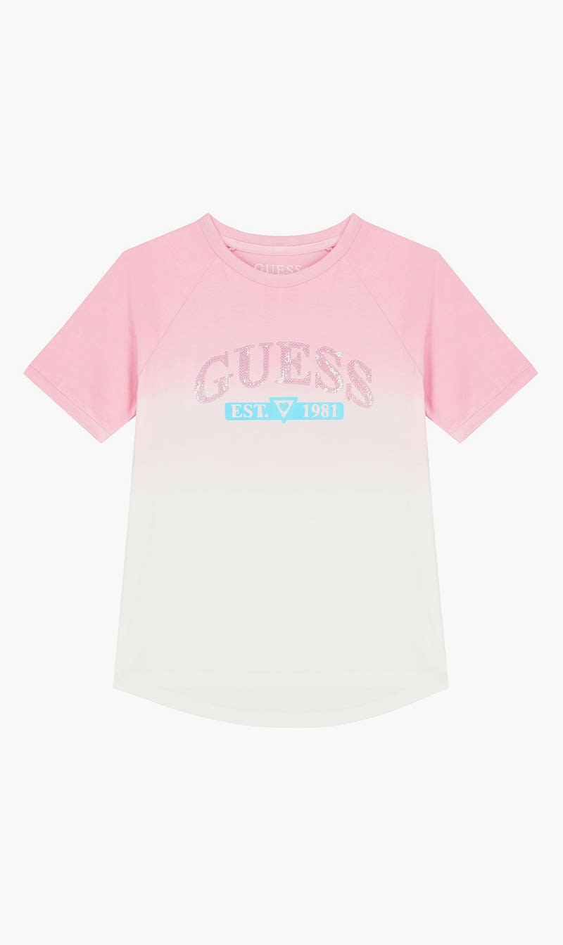 

Guess Pink High Low Deep Dye Ss T-shirt for Girls | The Deal Outlet