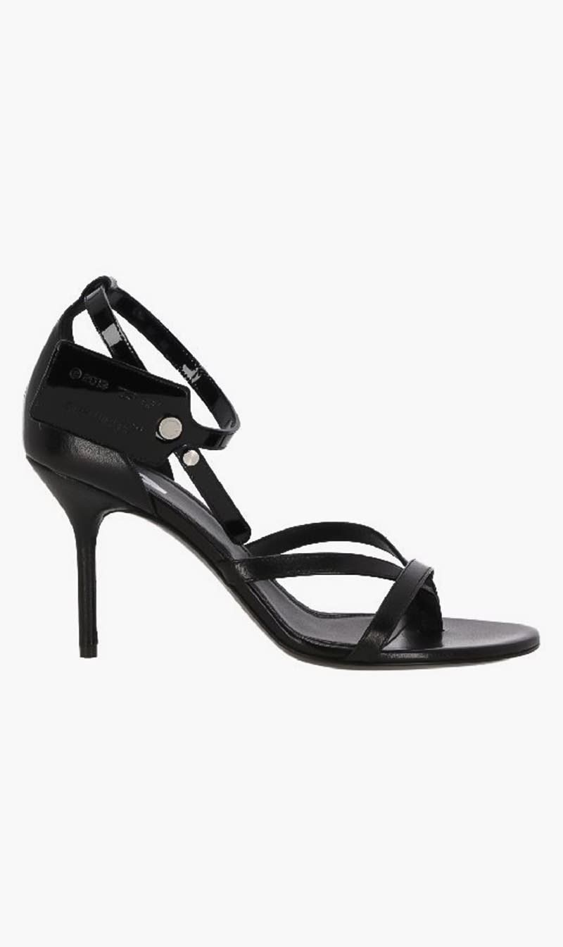 

Off-white Black Nappa Varnish Zip Tie Sandal Black Black for Women | The Deal Outlet