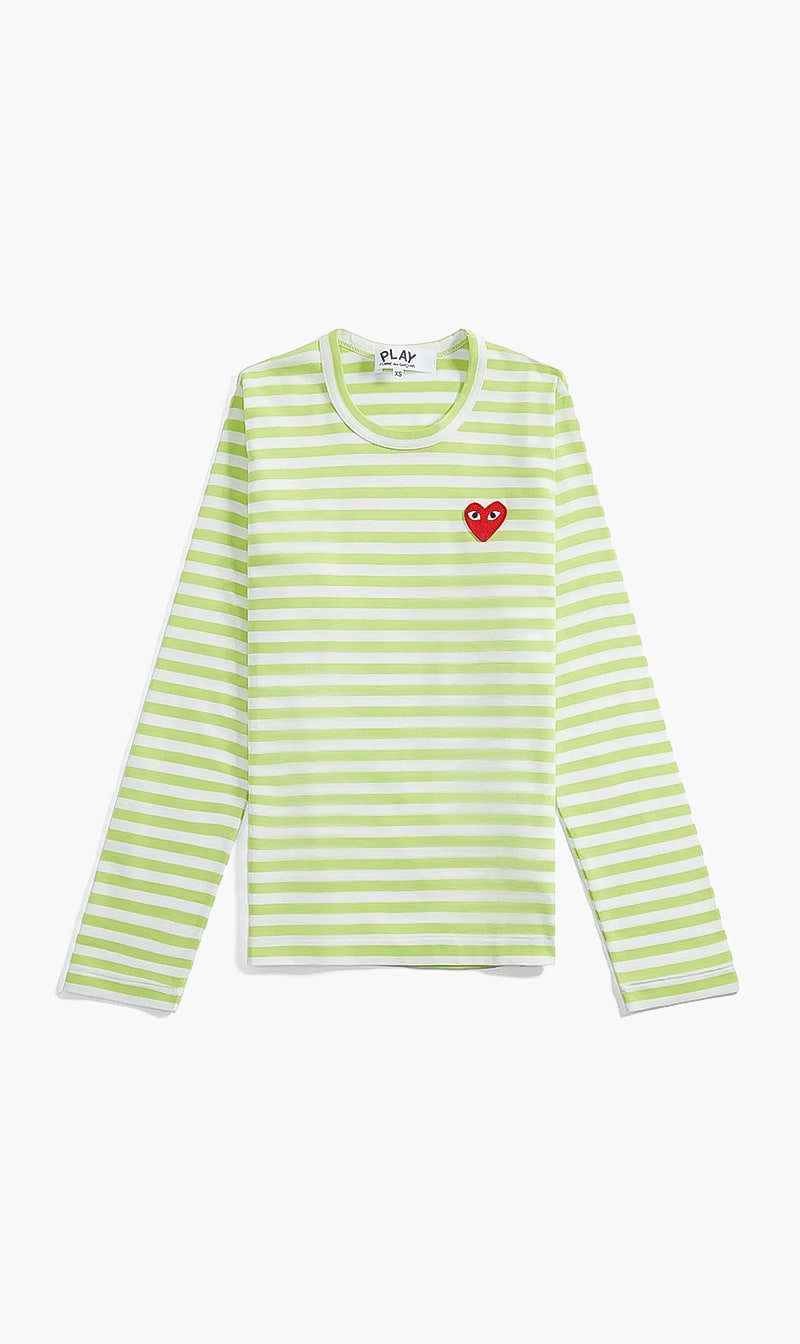 

Heart Print Striped T-shirt, Green