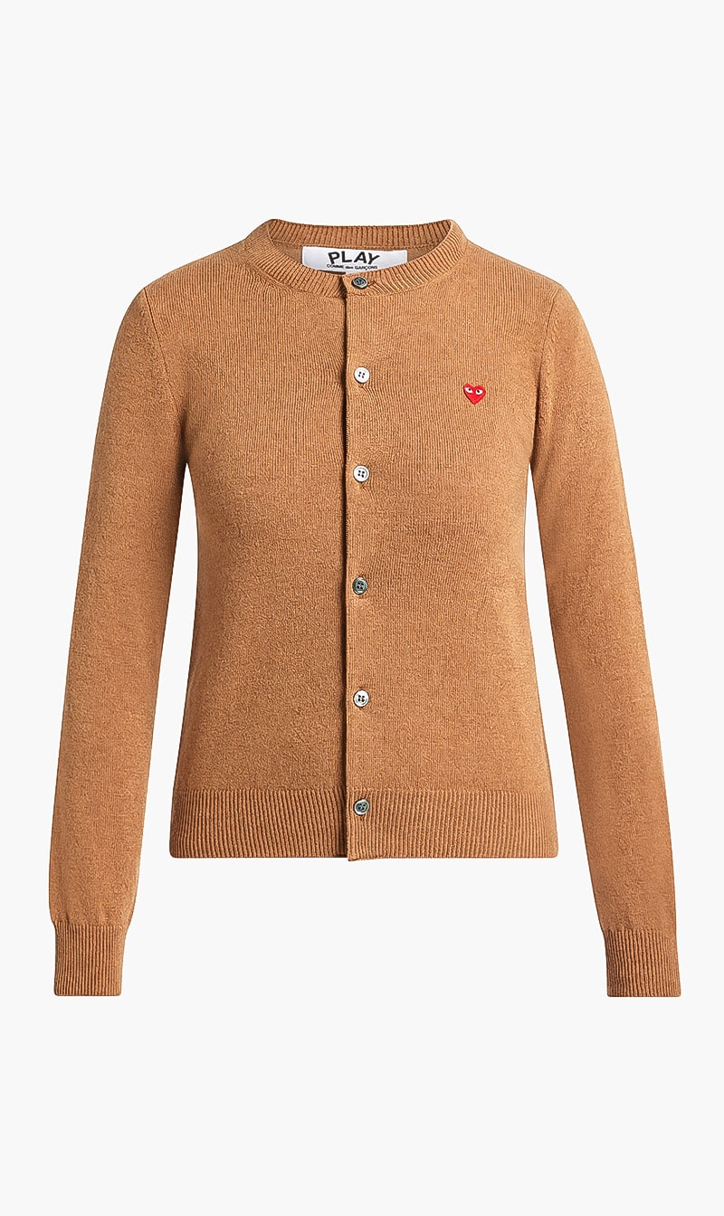 

Mini Heart Patch Knit Cardigan, Brown