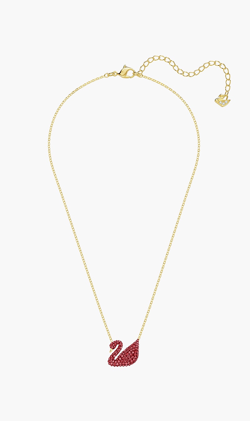 

Swarovski Iconic Swan Pendant, Red, Gold Plating