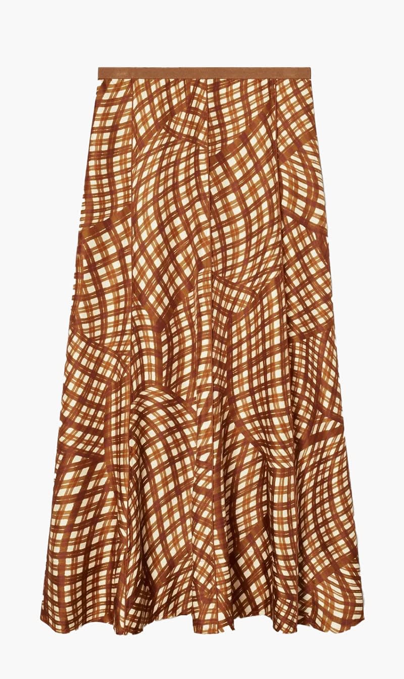 

Tory Burch Brown Printed Twill Skirt for Women | The Deal Outlet