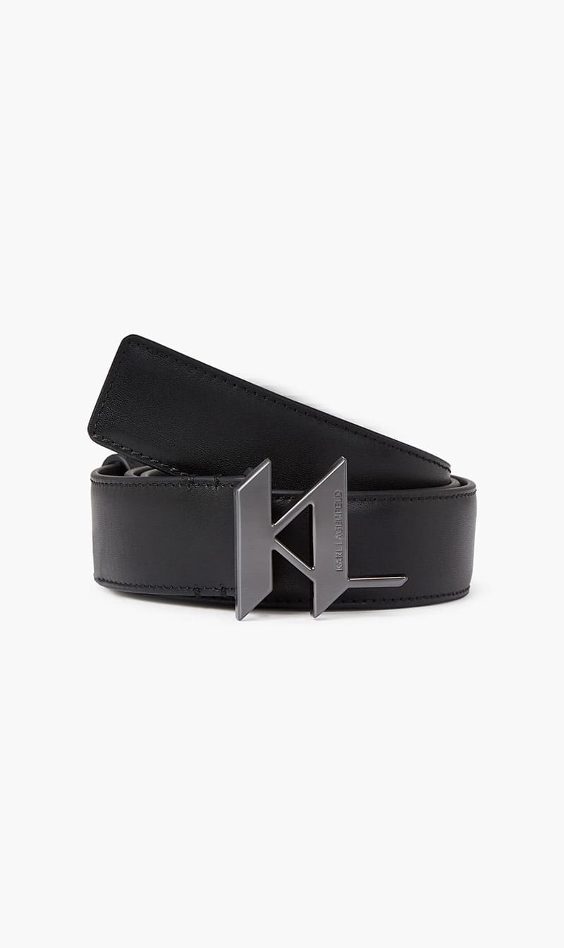 

Karl Lagerfeld Black K/plak Leather Belt for Men | The Deal Outlet