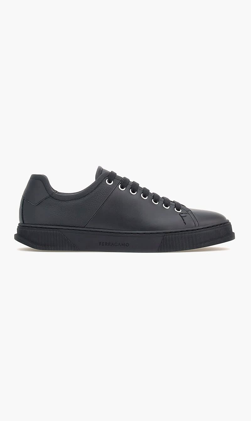 Black Ferragamo White Low Cut Sneakers for Men