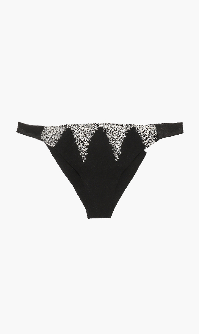 Embroidered Tanga, Black