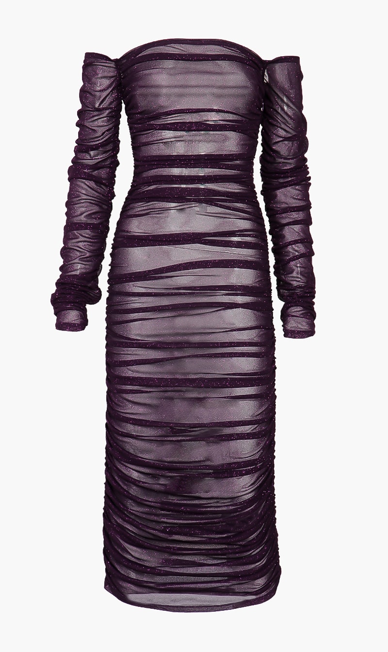 

Bronx And Banco Purple Sheer Maya Midi Dress for Women | The Deal Outlet
