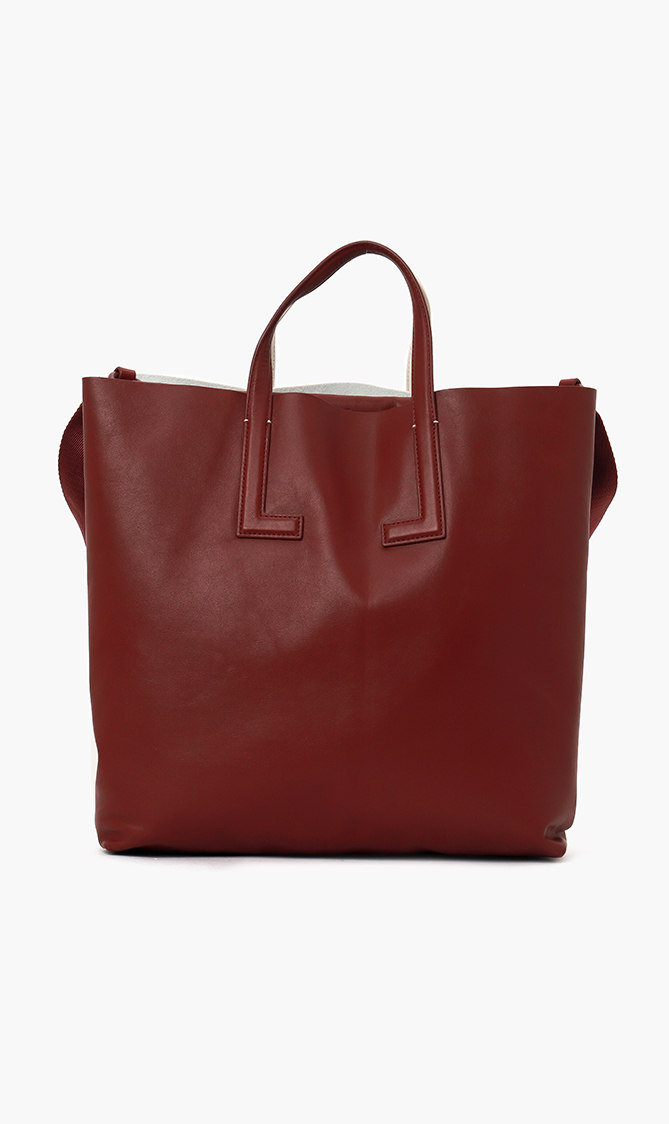 

Double Leather Tote Bag, Red