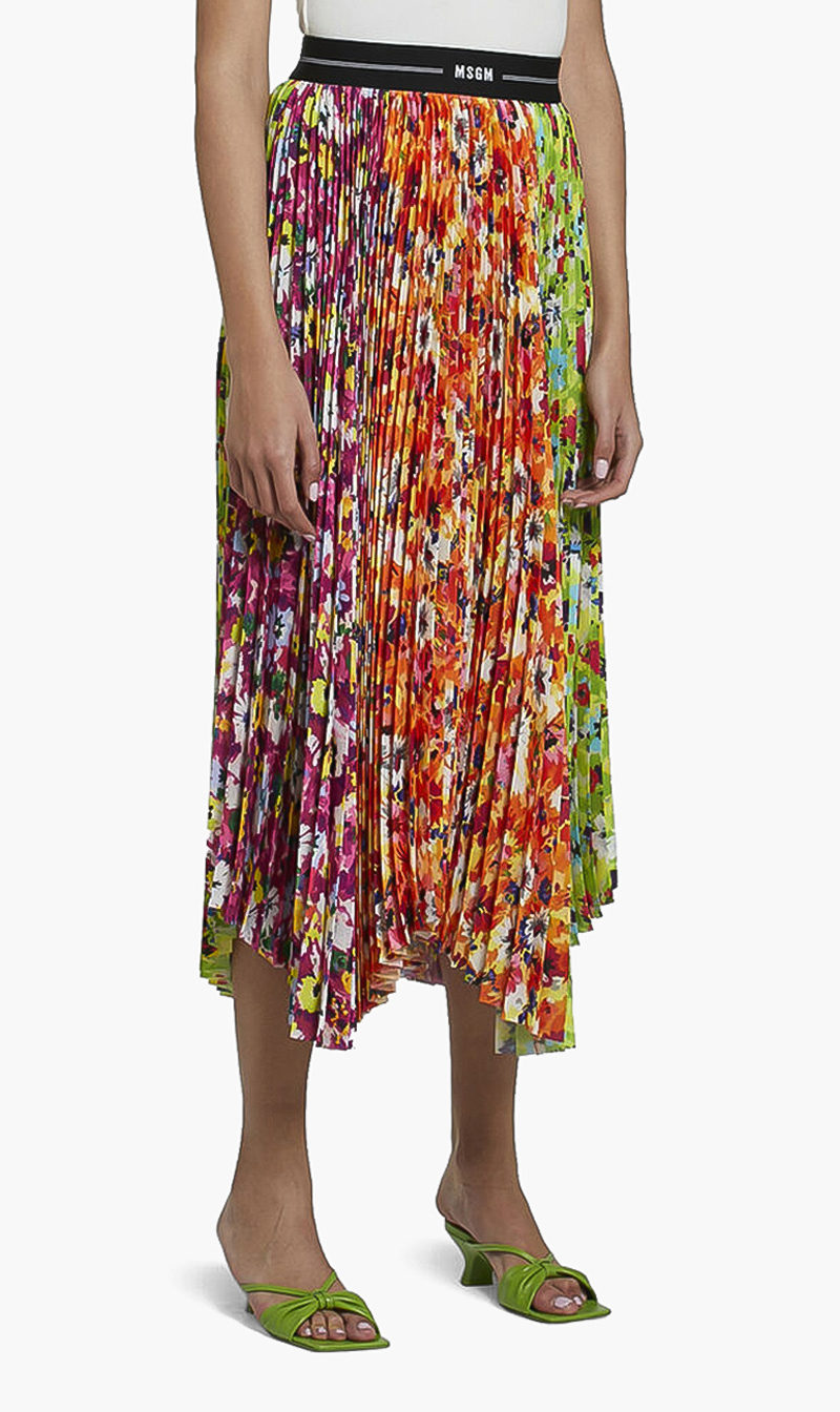 

Pleated Floral Print Skirt
