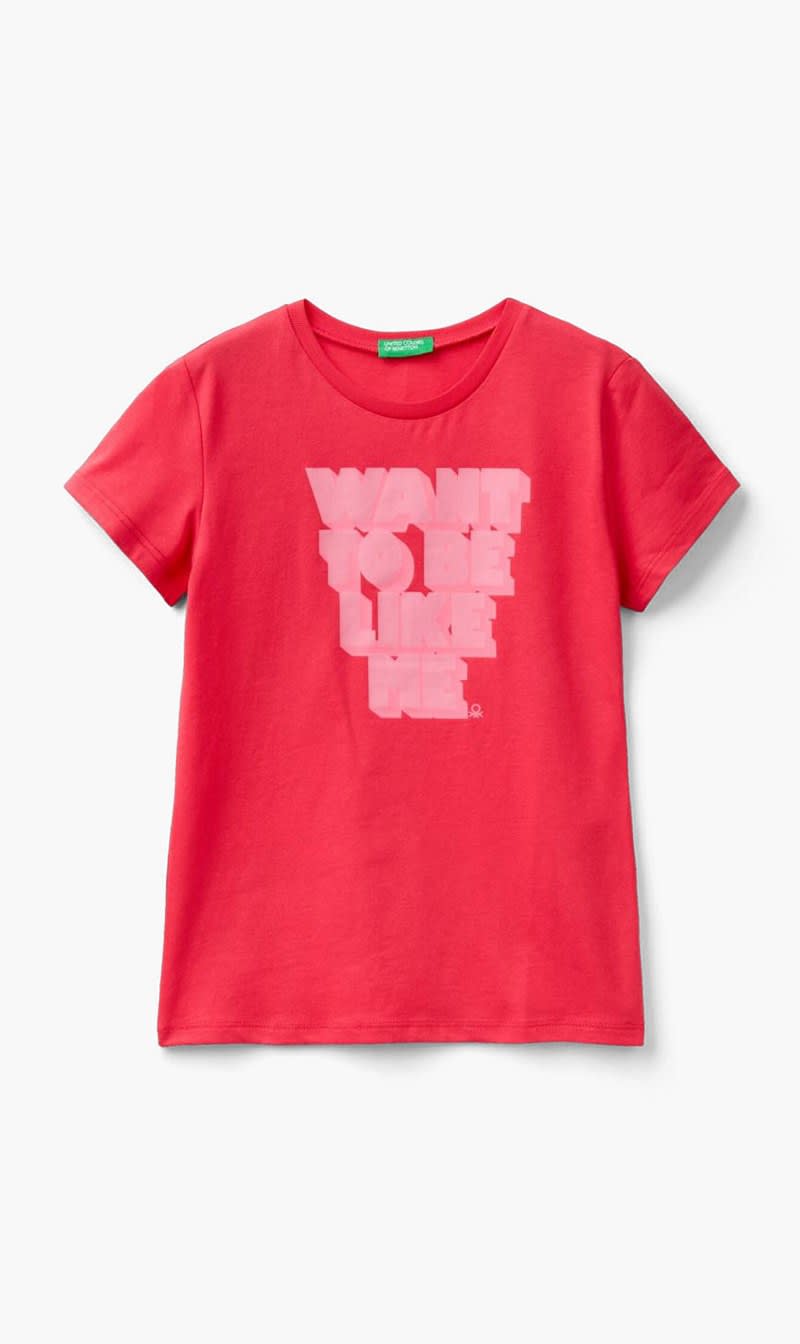 Pink United Colors Of Benetton Yellow Graphic T-shirt for Girls