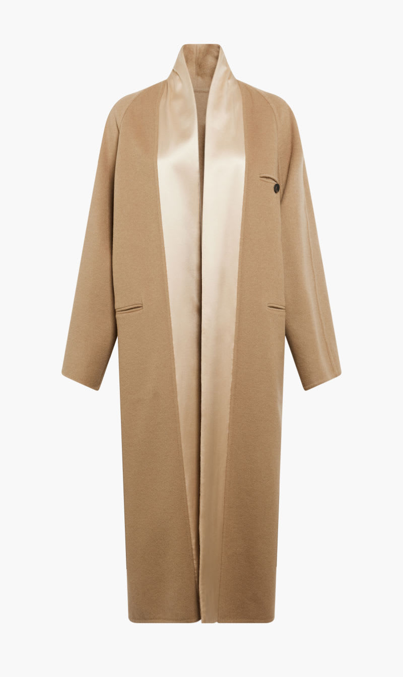 

Salvatore Ferragamo Beige Brushed Splittable Wool Dust Coat for Women | The Deal Outlet