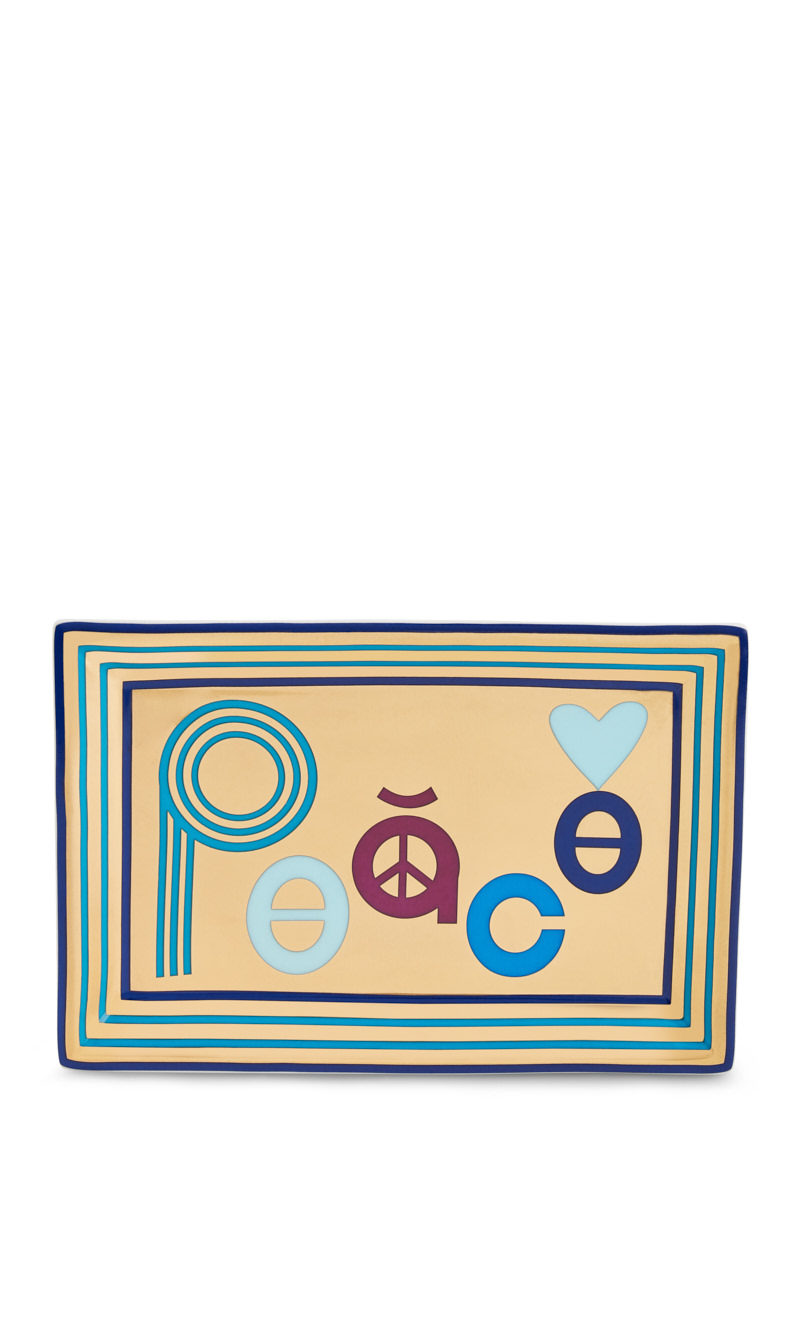 

Jonathan Adler Gold Peace Rectangle Tray | The Deal Outlet