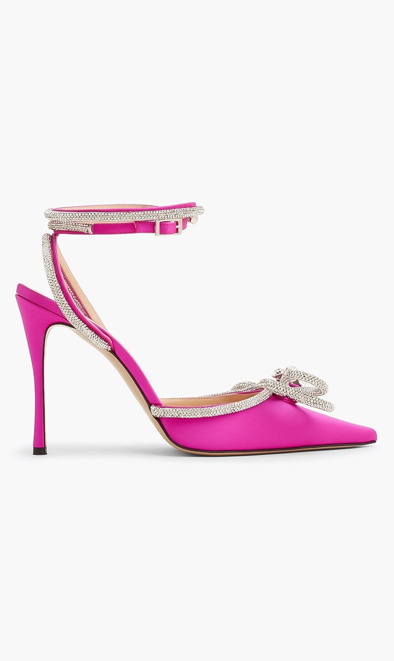 

Mach And Mach Pink Double Bow Satin Pumps for Women | The Deal Outlet