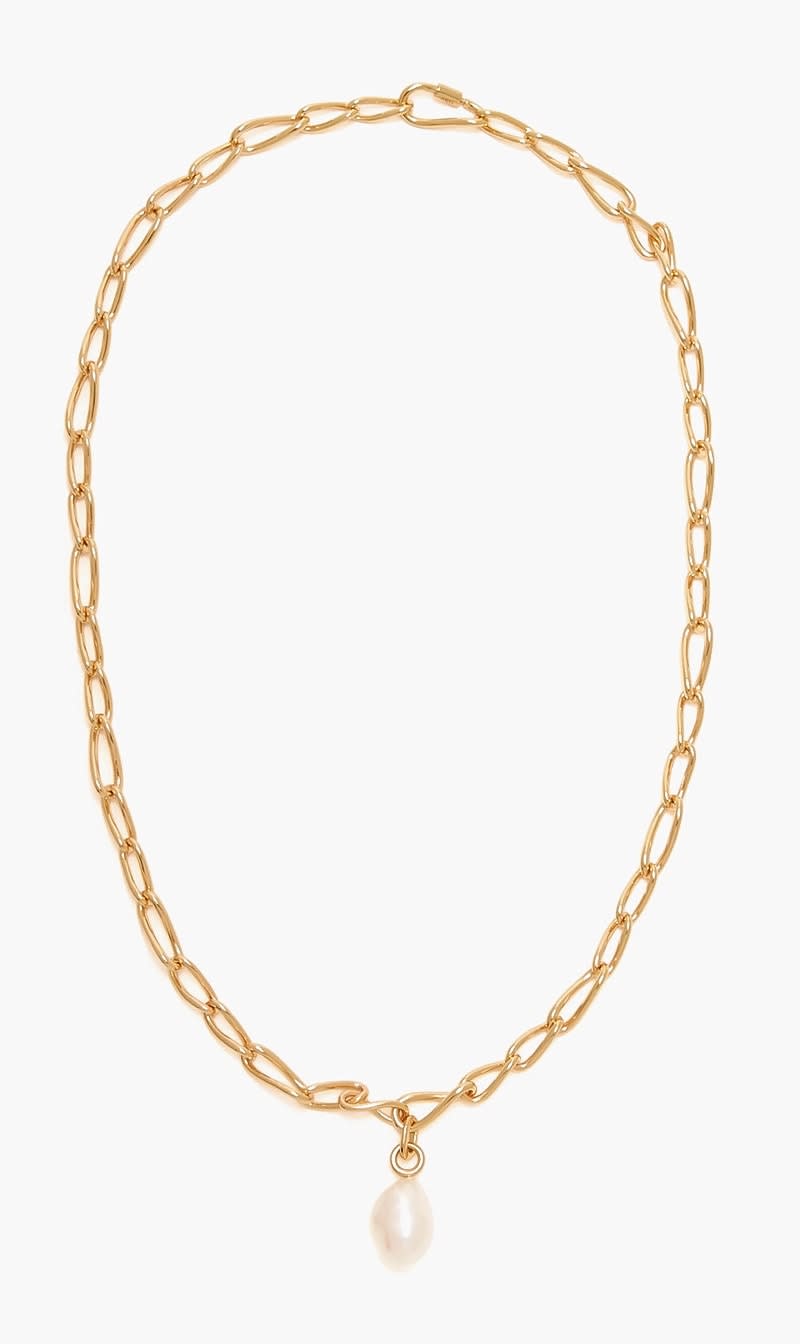 Astrid & Miyu Gold Infinite Pearl Bold Lariat Necklace for Women
