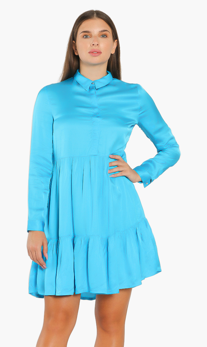 

Satin Effect Shirt Dress, Blue