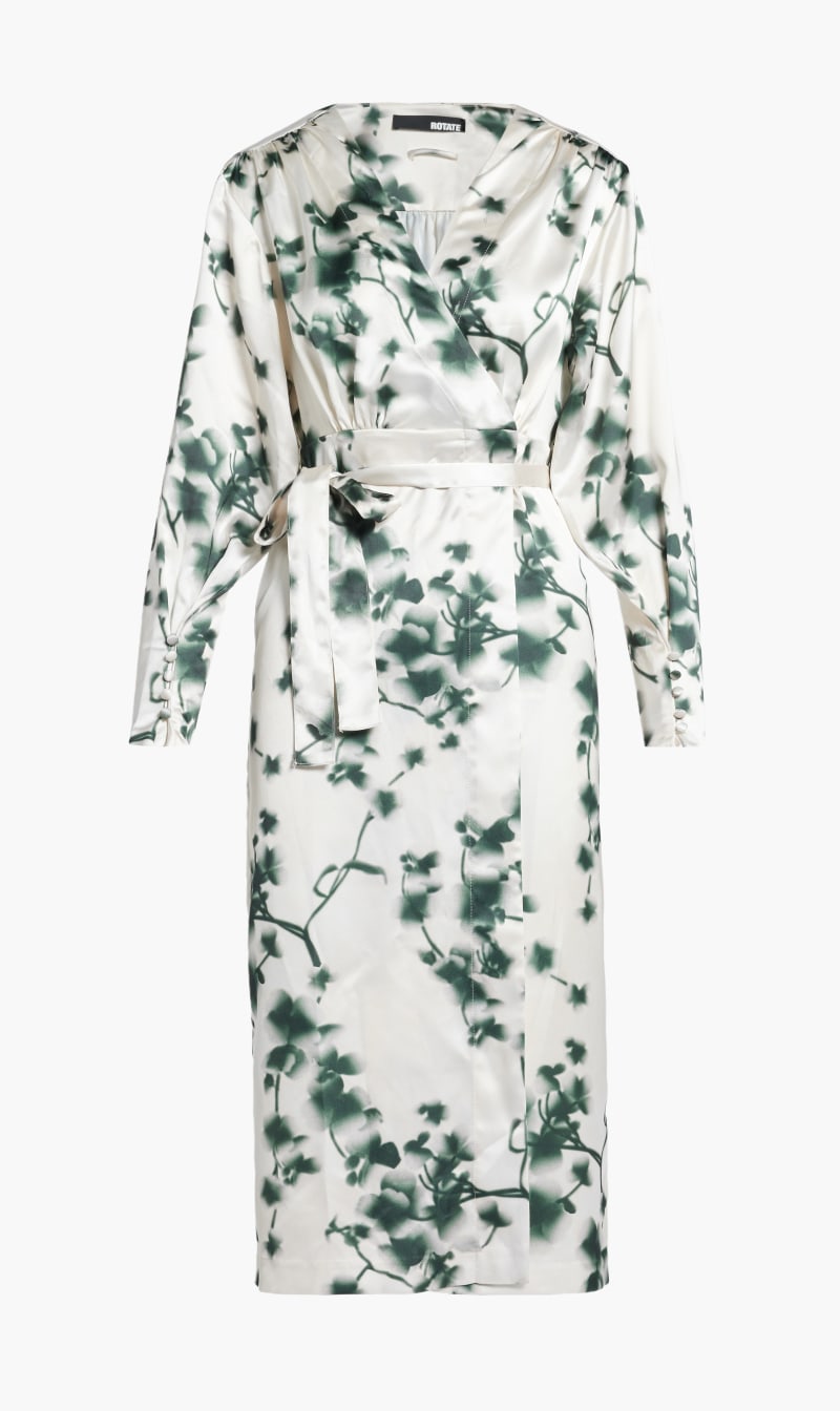 

Rotate Birger Christensen White Satin Wrap Dress for Women | The Deal Outlet