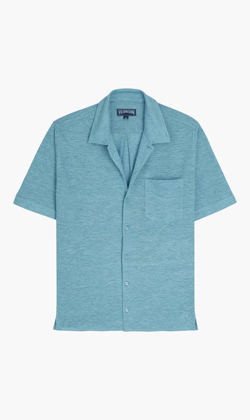 

Vilebrequin Blue Linen Bowling Shirt for Men | The Deal Outlet