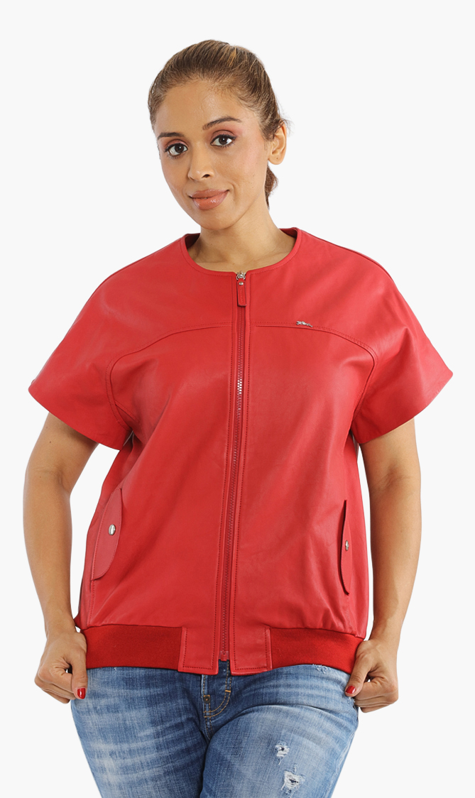 

Longchamp Short Sleeves Leather Jacket