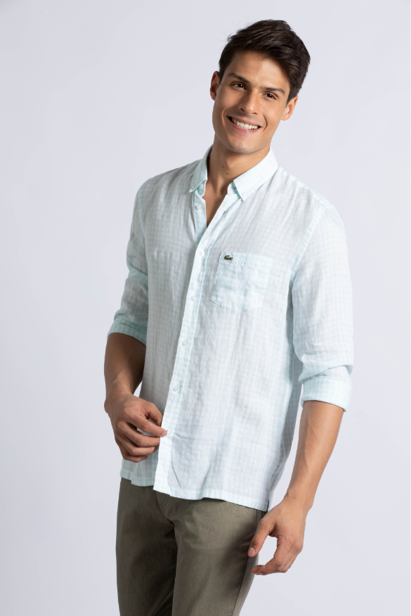 

LACOSTE Regular Fit Check Linen Canvas Shirt