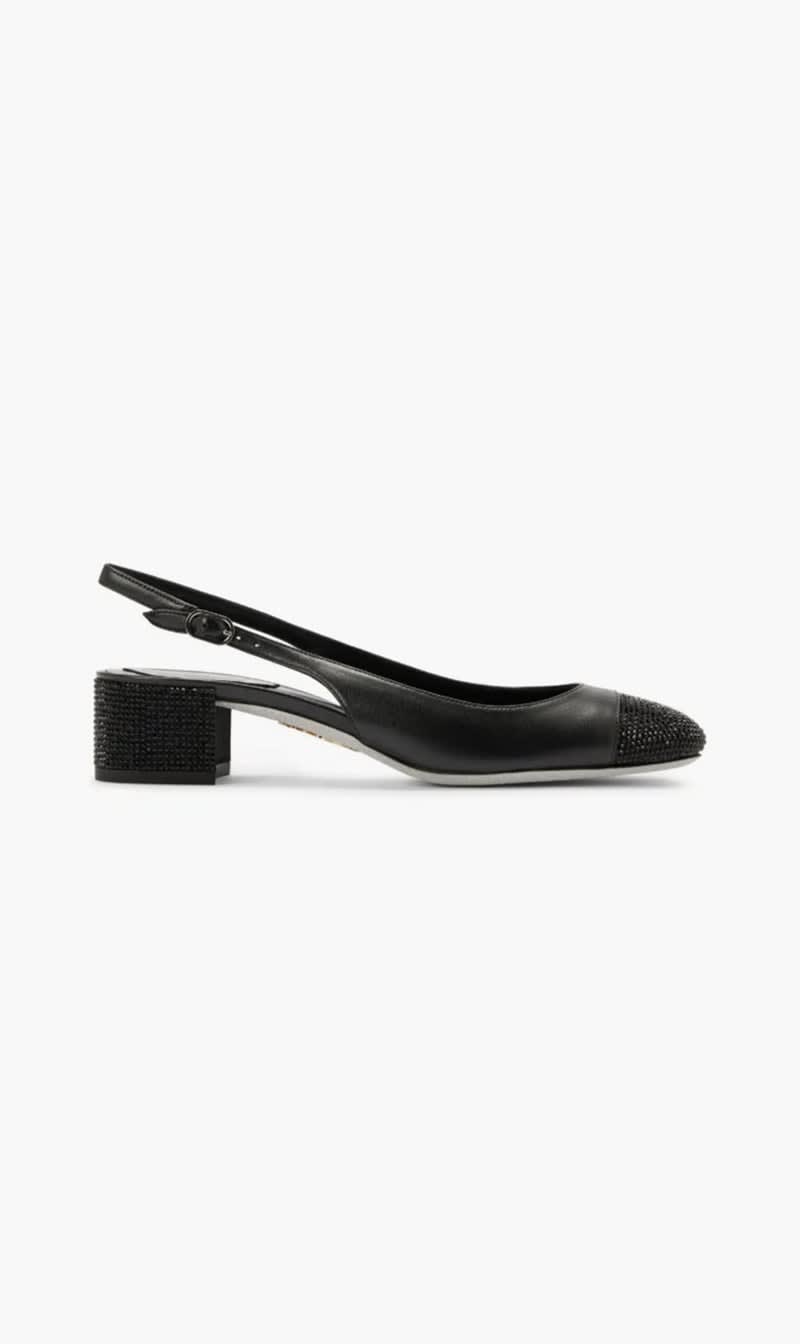 

Rene Caovilla Black Kristen Slingback Pumps for Women | The Deal Outlet