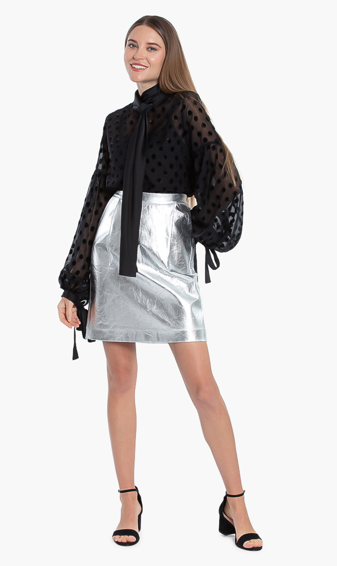 

Karl Lagerfeld Silver Coated Skirt