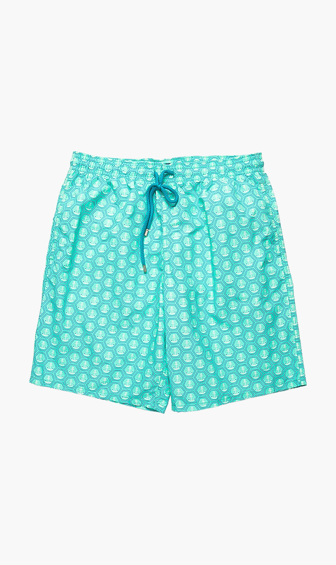 

Vilebrequin Okoa Anchor Print Long Swim Trunks