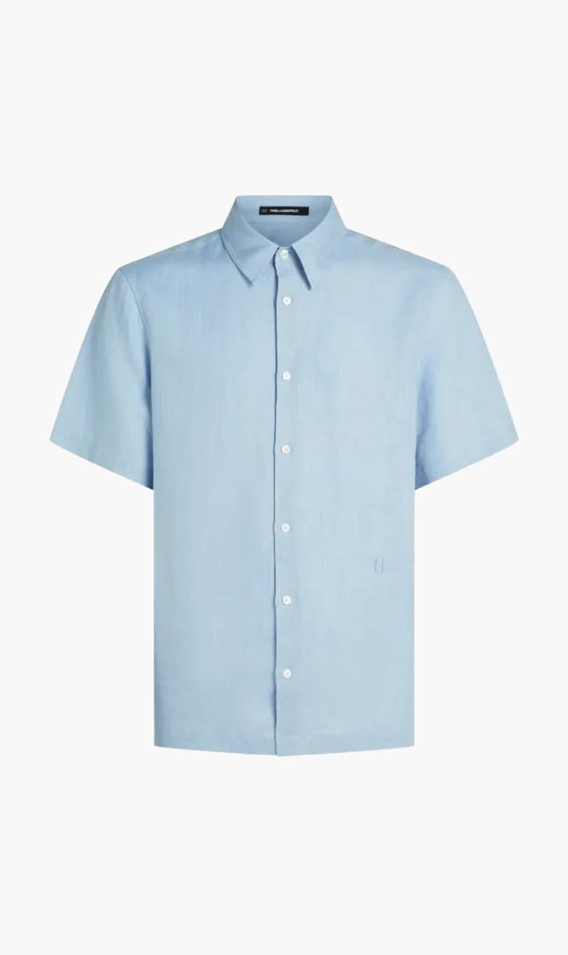 Karl Lagerfeld Blue Logo Embroidered Shirt for Men
