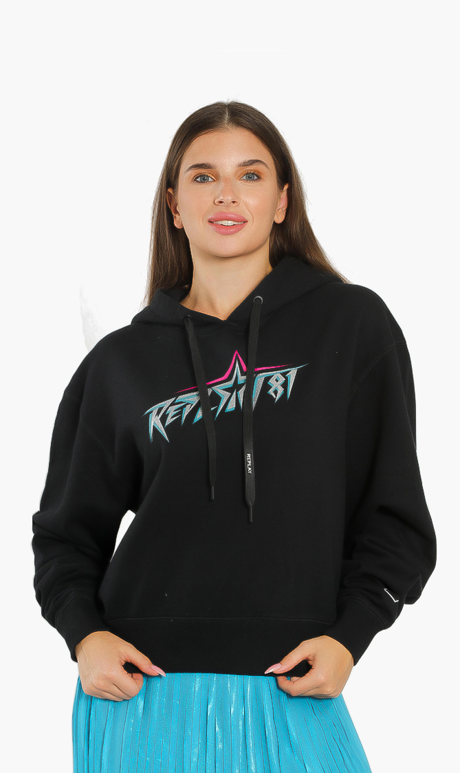 

Oversized Crop Hoodie, Black