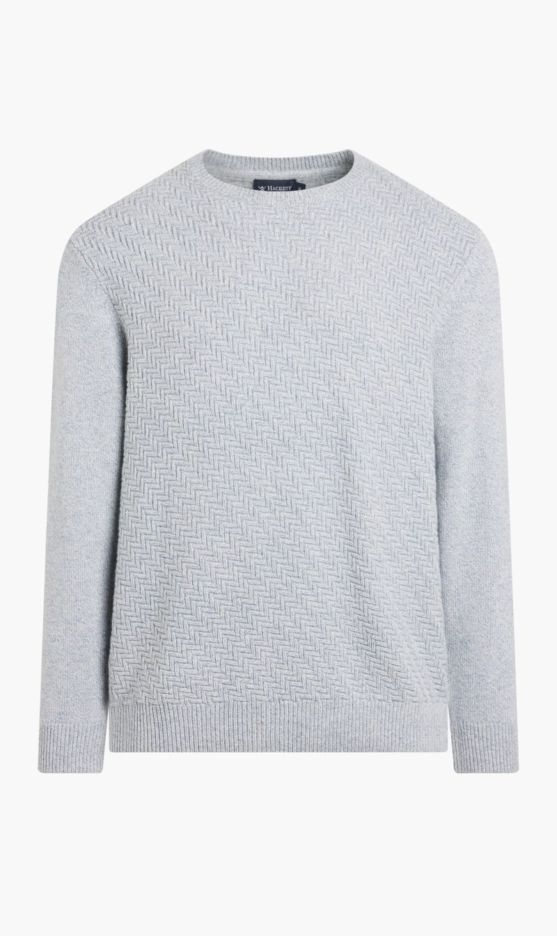 

Hackett London Grey Herringbone Crew Neck Sweater for Men | The Deal Outlet