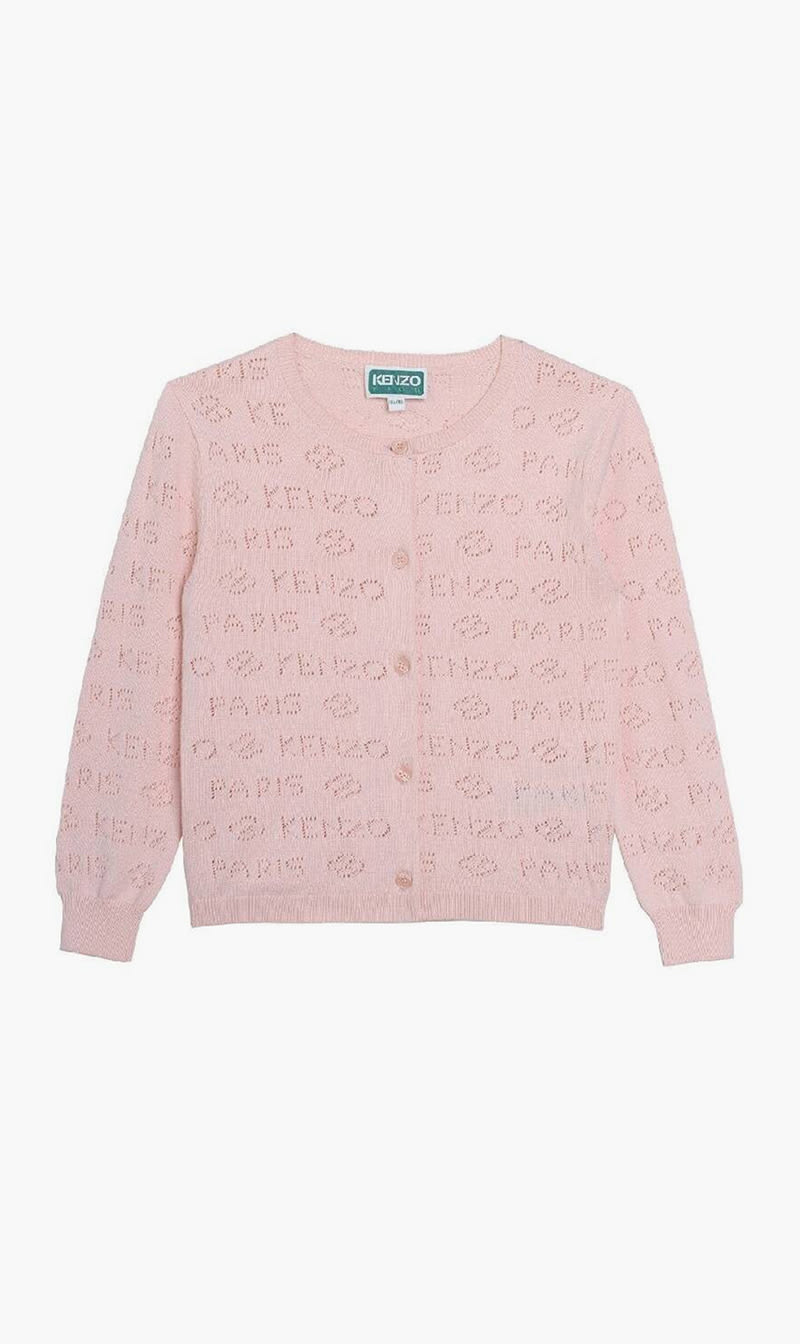 

Kenzo Pink Logo Knitted Cotton Cardigan for Girls | The Deal Outlet