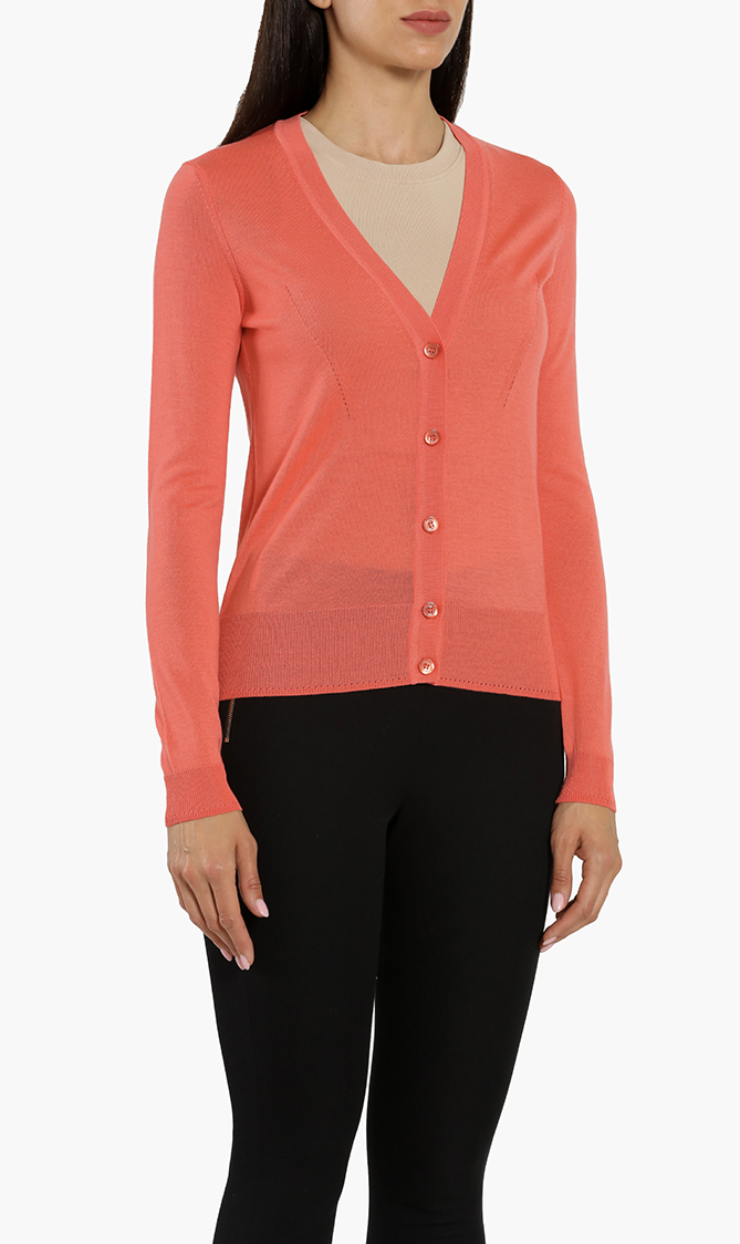 

Embroidered Back Wool Cardigan