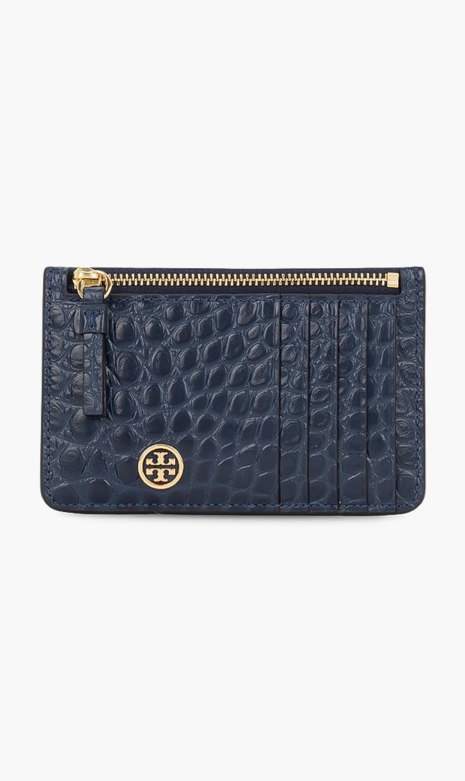 

TORY BURCH Robinson Embossed Top Zip Card Case