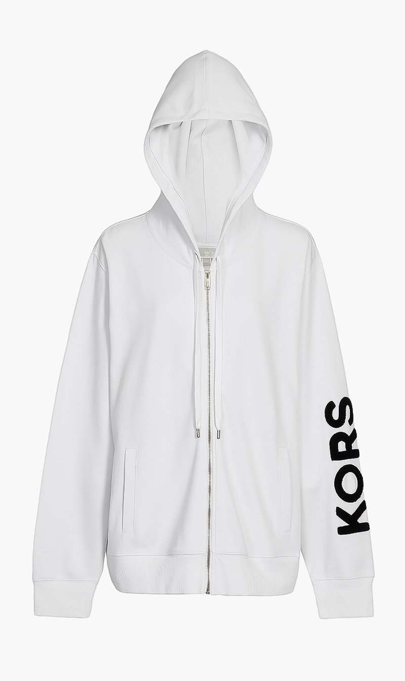 

Michael Kors White Zip Closure Hoodie for Women | The Deal Outlet