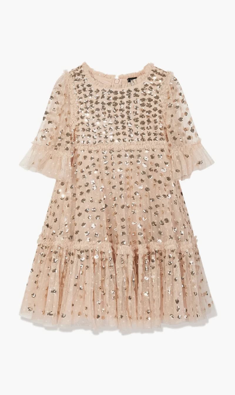 

Needle & Thread Beige Sequin Dress for Girls | The Deal Outlet