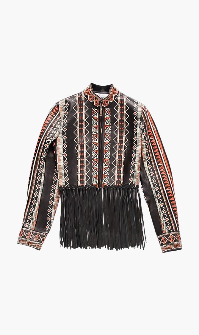 

Valentino Fringed Hem Leather Jacket