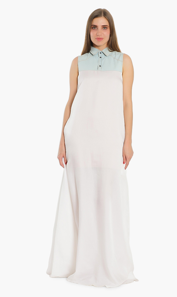 

Sleeveless Long Dress, White