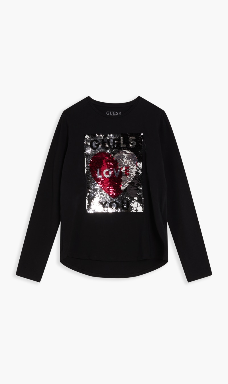 

Guess Black Sequins Short Sleeves Tshirt for Girls | The Deal Outlet